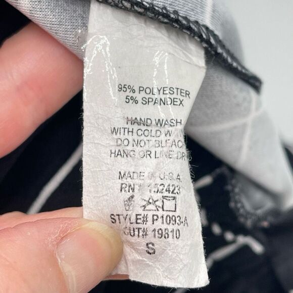 Day & Night paper bag waist Pull On Pants Windowpane Stretch Black White Small - Picture 7 of 9